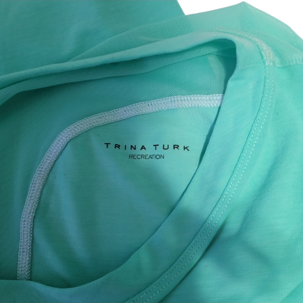 Trina Turk    Women's XL    T-Shirt   Top   Aqua - Picture 4 of 12